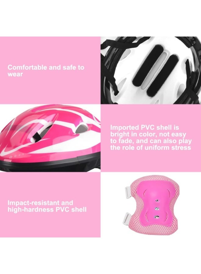 LYNLYN 7PCS Kids Helmet and Pads Set, Adjustable Bike Helmet with Knee, Elbow and Wrist Pads, Breathable Protective Gear for Cycling, Scooter, Skateboarding and Roller Skating (Pink) - Image 2